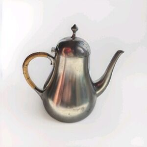 Royal Holland Vintage MCM Pewter Teapot KMD Tiel W Wrapped Handle Tall